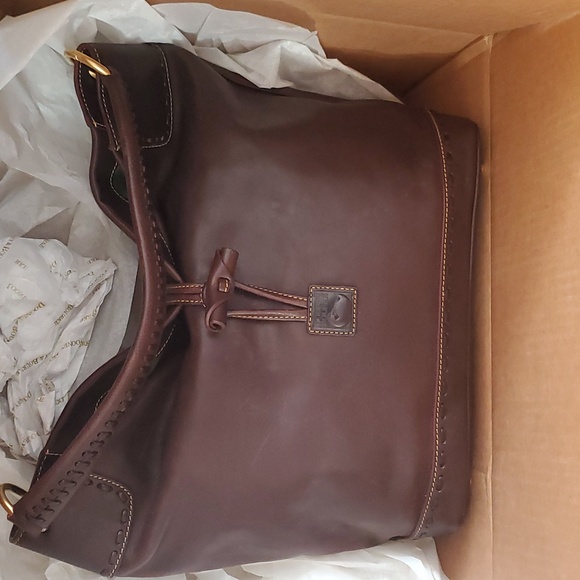 Dooney & Bourke Florentine Toggle Whipstitch Tomoro Brown Bucket Bag RARE - Picture 8 of 10